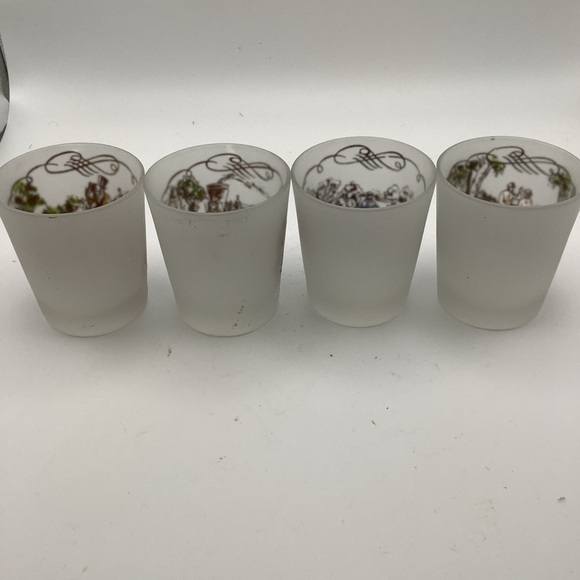 Four Currier & Ives Frosted Painted Glasses - Picture 6 of 7